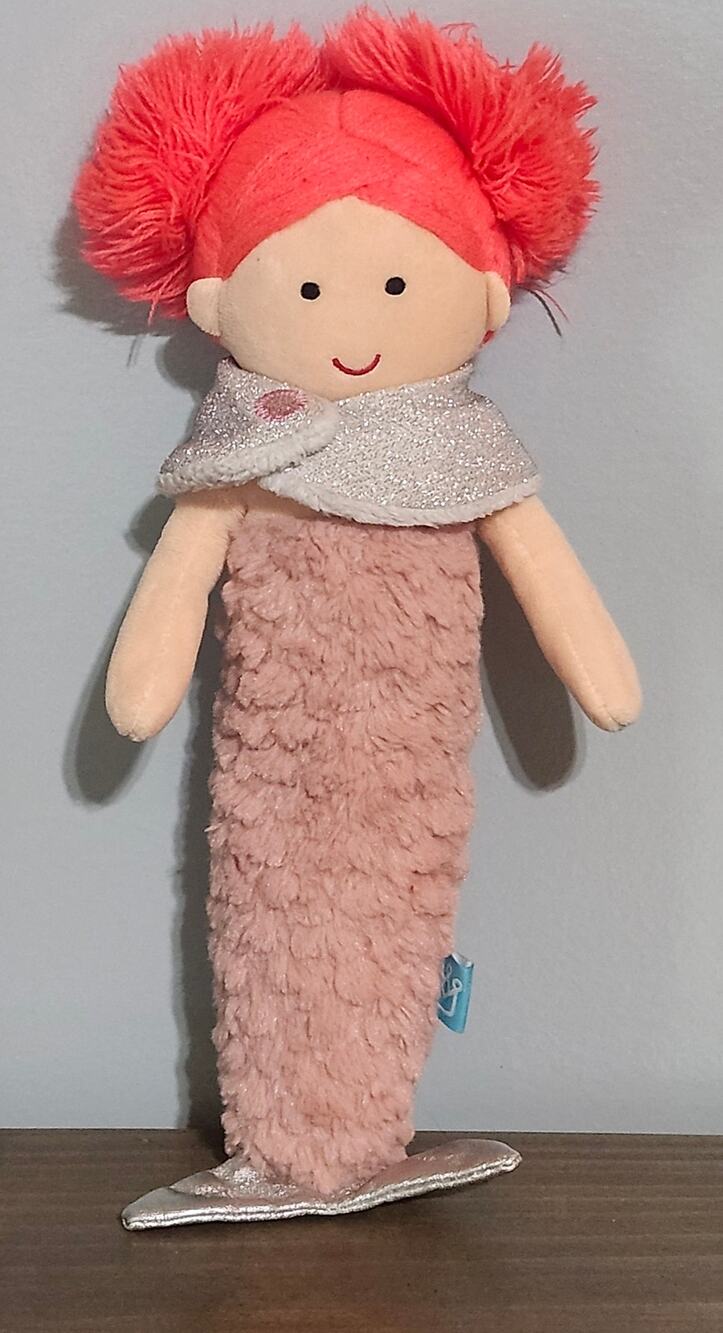Manhattan Toy Mermaid Plush Doll Pink Silver Red Hair Soft Doll